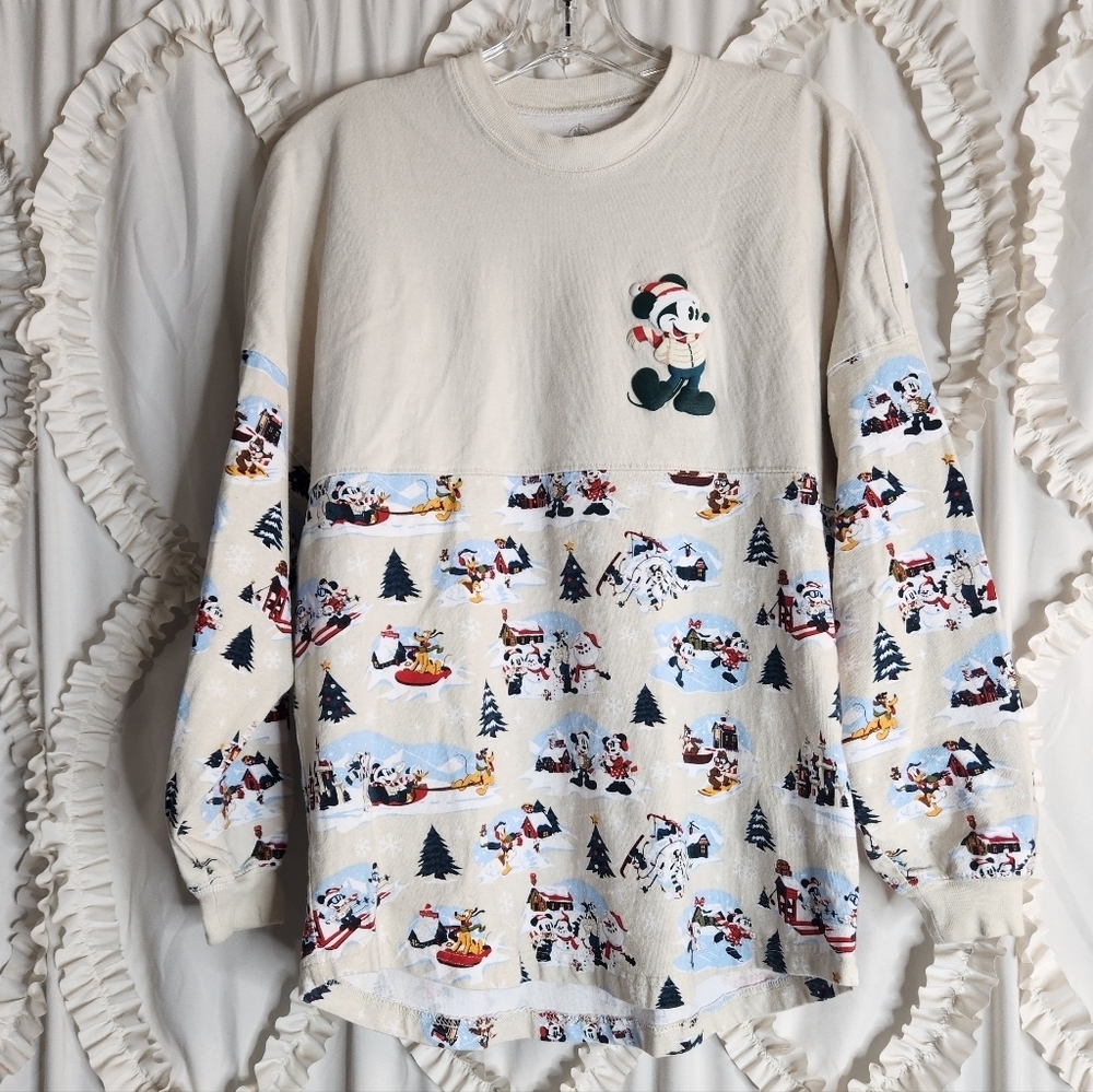 Disney Parks Disneyland Sz XS Exclusive Holiday Winter Cream Spirit Jersey